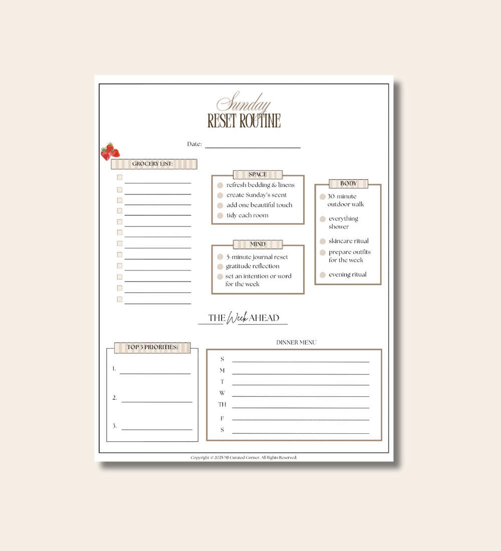 Sunday Reset Checklist