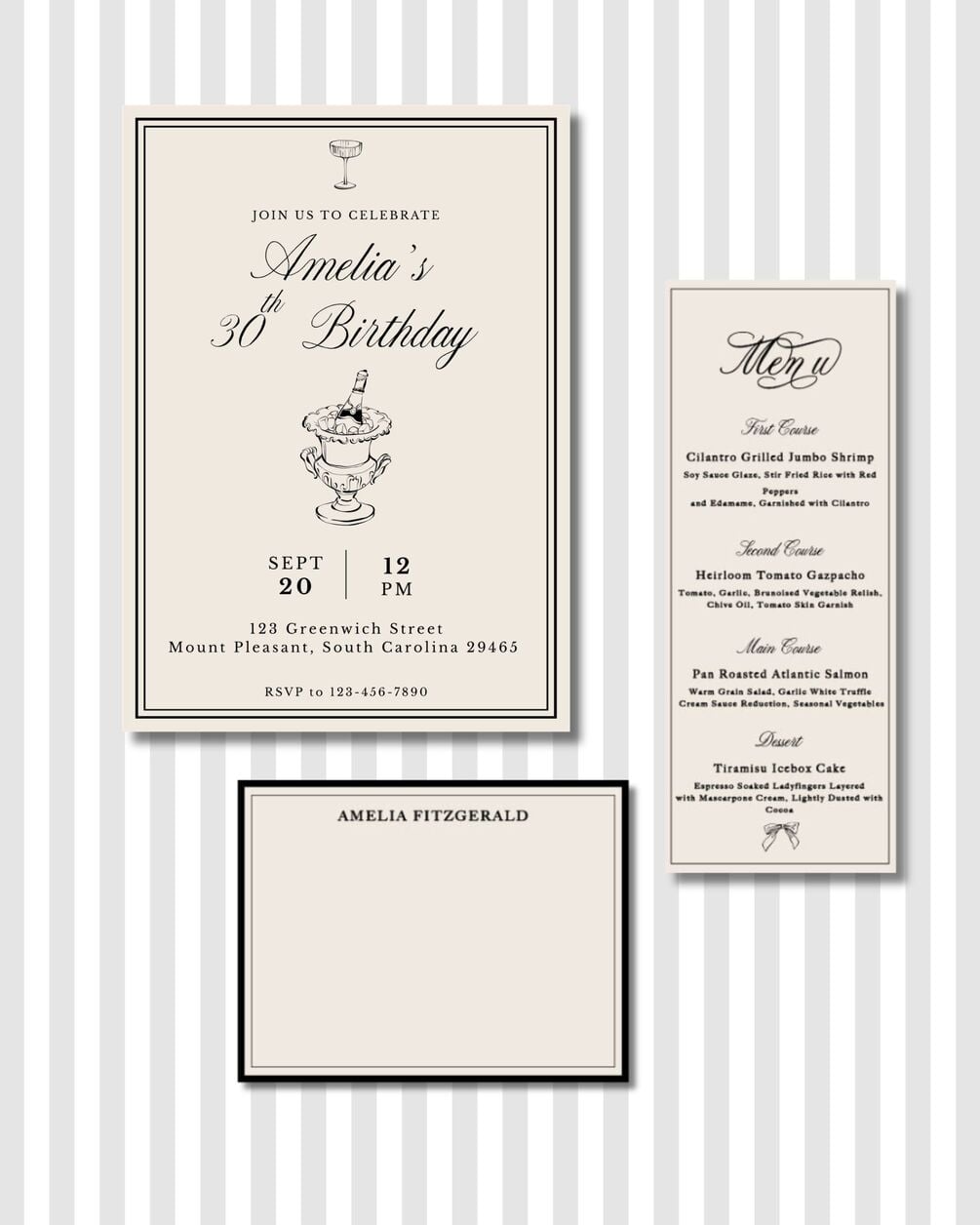 Ivory & Black Birthday Party Invitation - Essential Suite