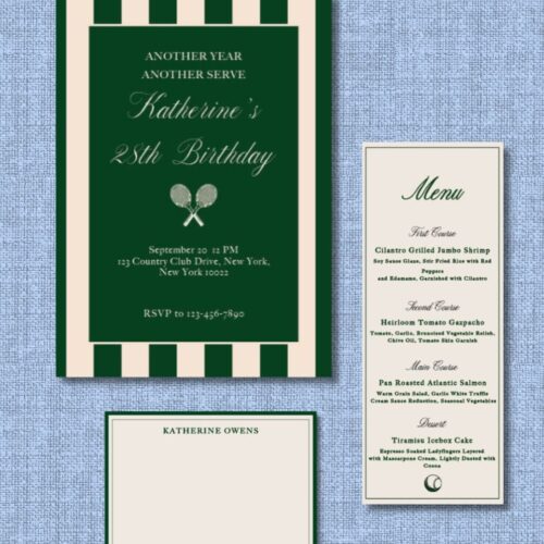 Old Tennis Club Birthday Party Invitation - Essential Suite
