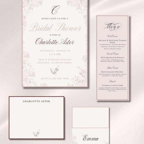 Rosé Bridal Shower Invitation - Complete Suite